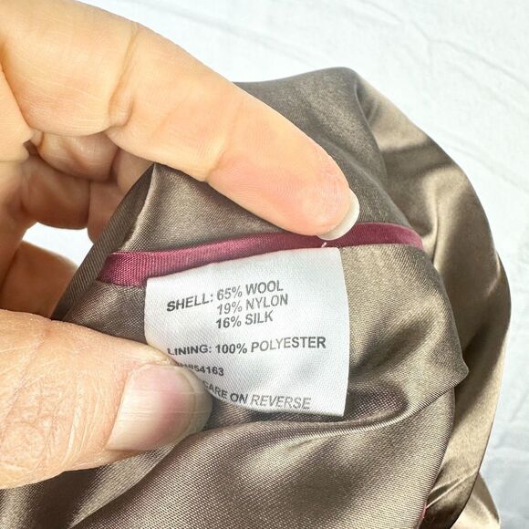 Calvin Klein Single Breasted Wool Silk Blend Peacoat Size 10 Oatmeal - Picture 7 of 7